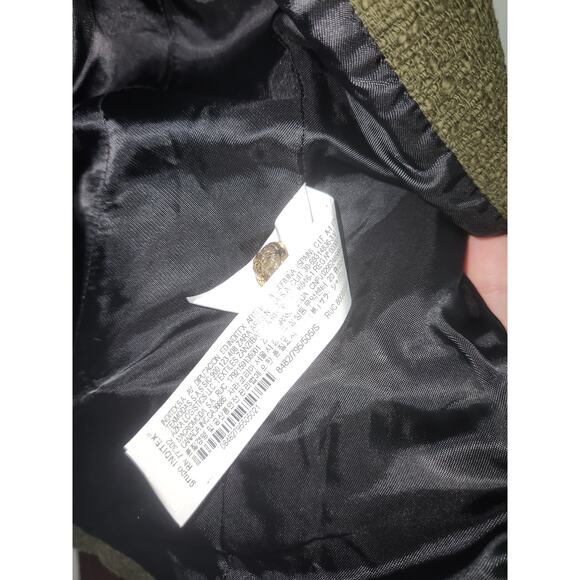 Zara textured tweed shoulder pad green gold buttons blazer jacket S - Picture 4 of 6